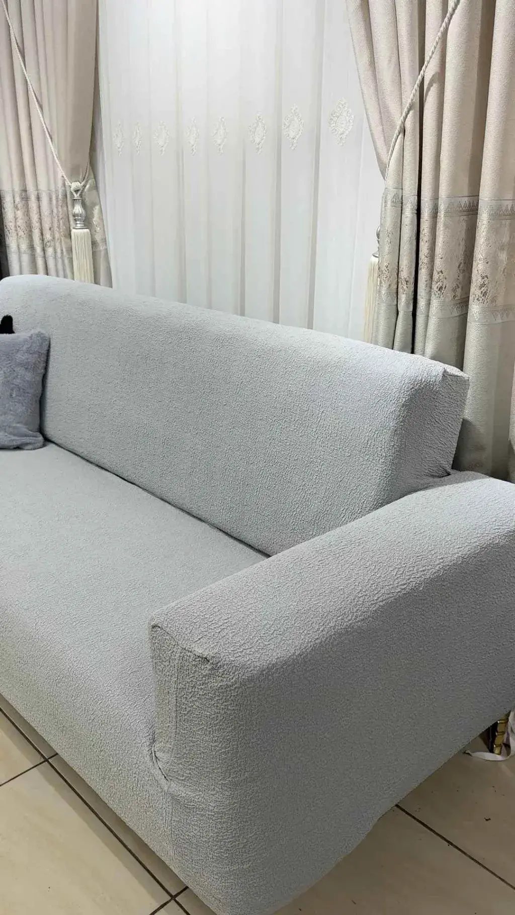 Gri Bohem Koltuk Örtüsü detayları