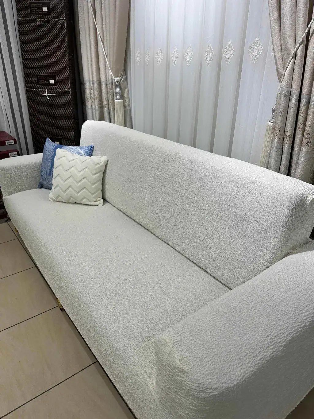 Krem Bohem Koltuk Örtüsü detayları