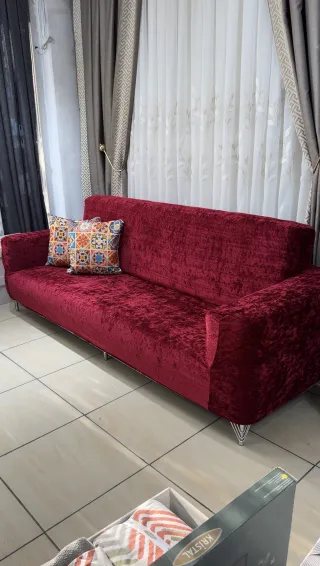 Bordo Kadife Koltuk Örtüsü