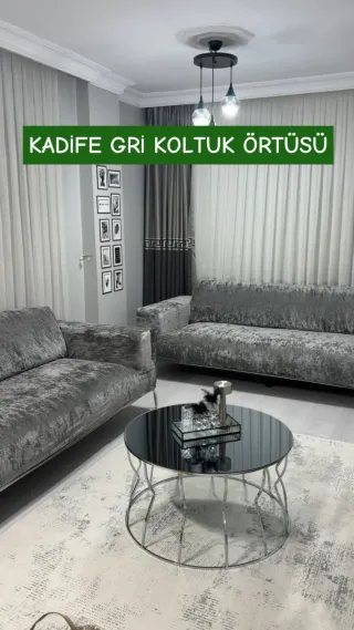 Gri Kadife Koltuk Örtüsü