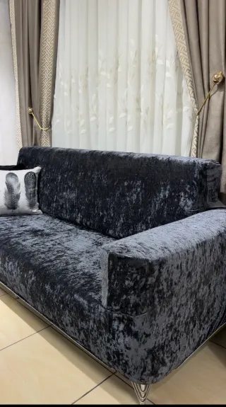 Antrasit Kadife Koltuk Örtüsü