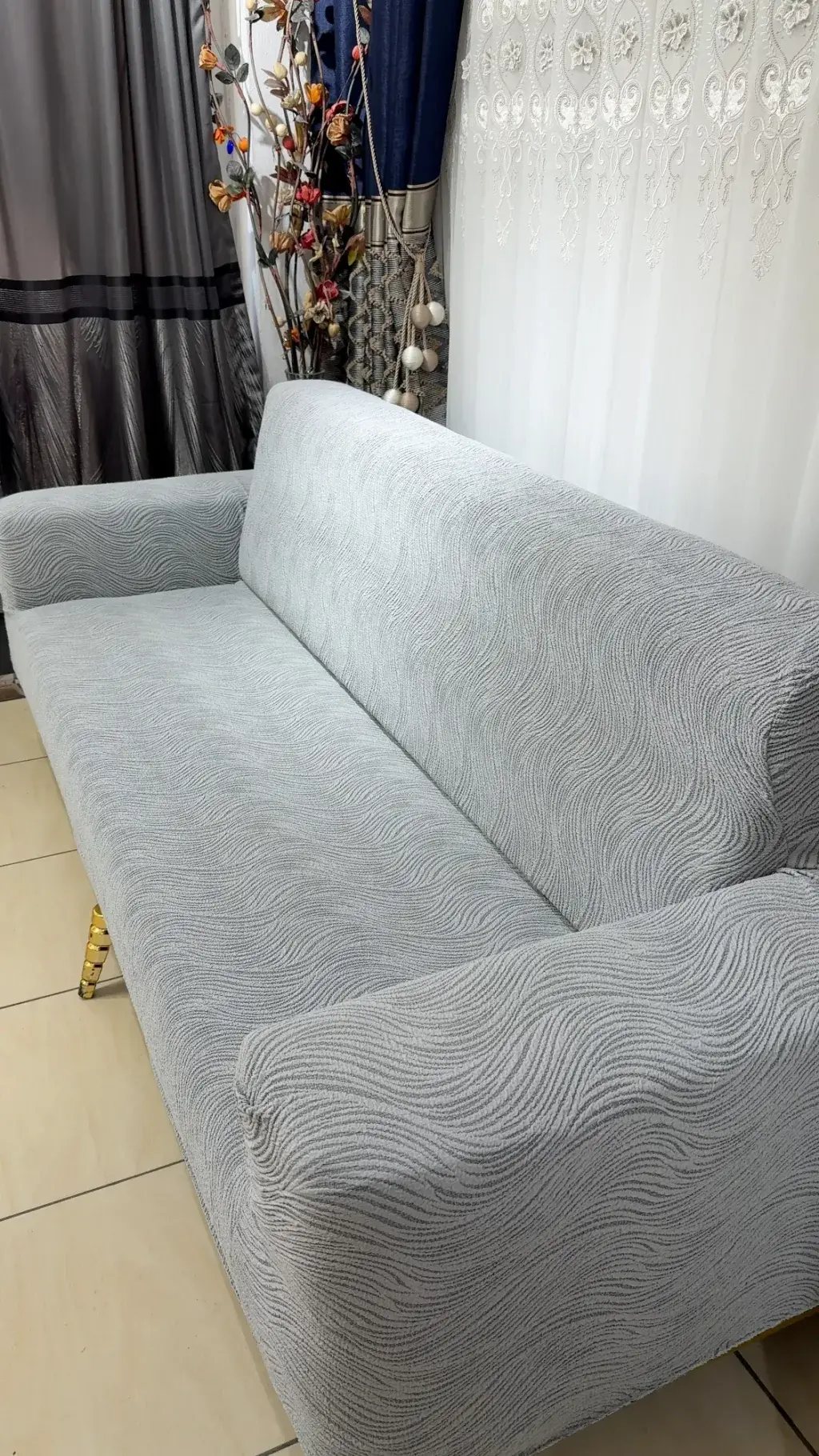 gri su yolu koltuk örtüsü