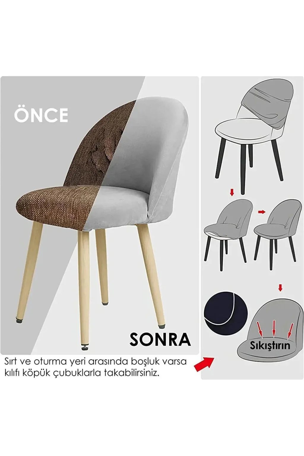 Oval Sandalye Örtüsü Jakar Kumaş Antrasit rengi