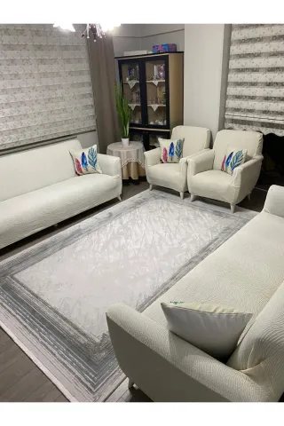 Krem Su Yolu Koltuk Örtüsü