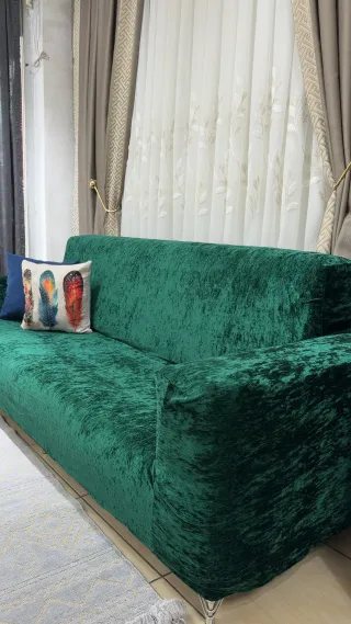 K.Yeşil Kadife Koltuk Örtüsü