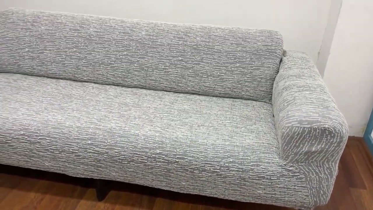 İKİ BÜYÜK BATTAL BOY TAŞ GRİ JAKARLI KOLTUK ÖRTÜSÜ 220 CM