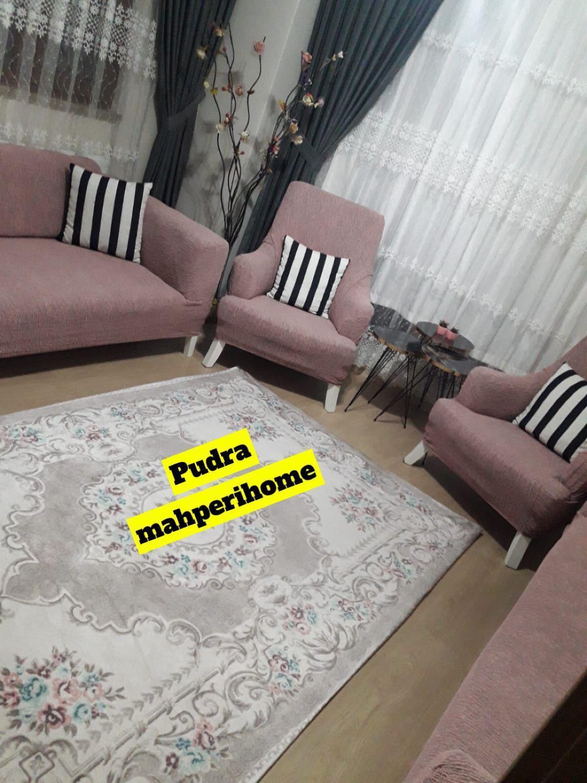 Pudra - Jakarlı Koltuk Örtüsü 1 Pudra - Jakarlı Koltuk Örtüsü